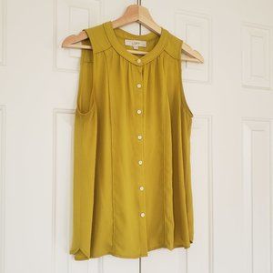 LOFT Citron Button-Front Sleeveless Blouse - Size MP